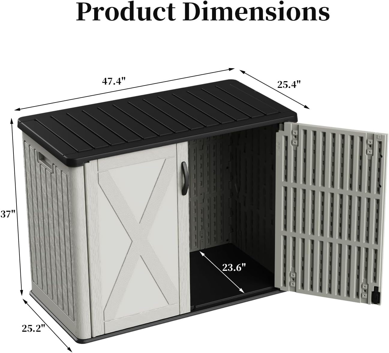 Patiowell 26 Cu.ft Outdoor Storage Cabinet with Lockable Door, Waterproof Horizontal Storage Shed for Tools and Patio Furniture, All-Weather Resin Shed Easy Assemble for Pool or Backyards, Brown