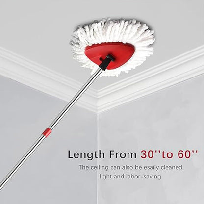 2 Spin Mop Head Replacement, 1 Base, 1 Mop Handle (30-58in) Combo Mops Set Compatible with OCedar EasyWring RinseClean Microfiber Mops (White (1-Tank System))