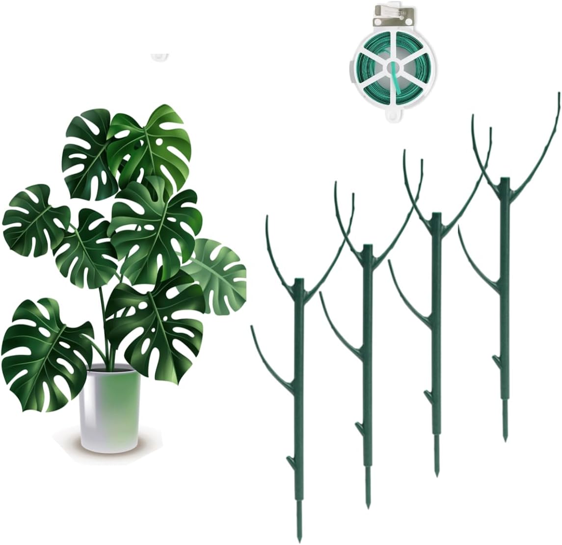 10 Pack Stackable Plant Support Stakes, 75inch Climbing Plant Sticks Structures for Monstera with Garden Ties, Durable Alternative to Moss Pole for Indoor Outdoor Plants