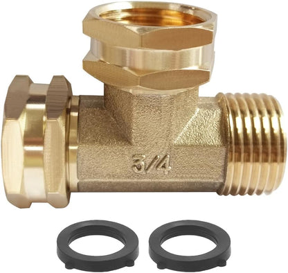 Joywayus 2PCS Brass 3/4" GHT Garden Hose Splitter Body Backyard 2 Way Y Shaped Swivel Connector Threaded Pipe Fitting Coupler Adapter with Washer