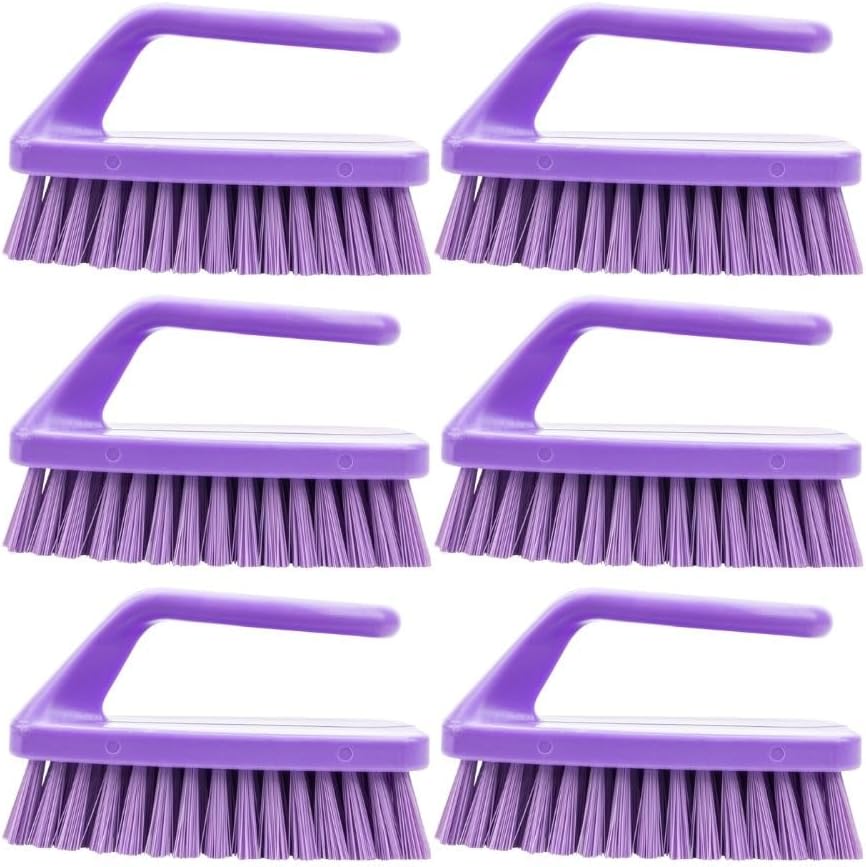 SPARTA Heavy Duty Scrub Brush, Hand Brush with Iron Shape Handle Design for Scrubbing Kitchen Pots and Pans or Bathroom Sink and Shower, 6 Inches, Black, Twin