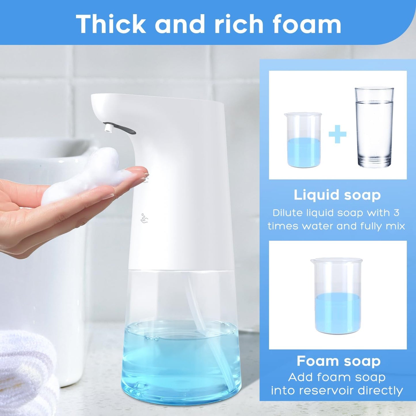 LAOPAO Rechargeable Automatic Foaming Soap Dispenser - Stainless Steel Touchless 9oz Foam Soap Dispenser for Bathroom and Kitchen - Xmas Gift