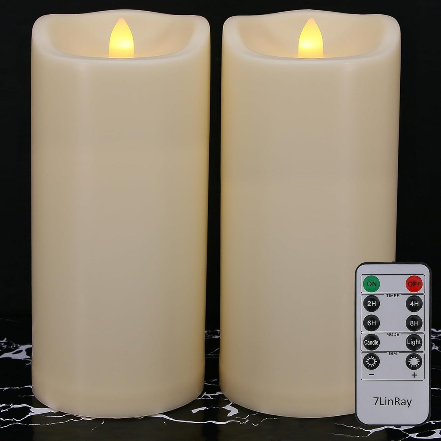 Flameless Flickering Candles with Remote and Timers, 1000 Hours Waterproof Outdoor Indoor Battery Operated LED Pillar Candles, Ivory Plastic, Set of 3(D 3" x H 4" 5" 6")
