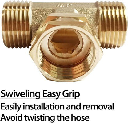 Joywayus 2PCS Brass 3/4" GHT Garden Hose Splitter Body Backyard 2 Way Y Shaped Swivel Connector Threaded Pipe Fitting Coupler Adapter with Washer