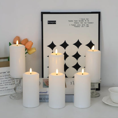 Flameless Candles Battery Operated with Remote and 2/4/6/8 H Timer, 6pcs Flickering Fake Electric Candles for Festival Wedding Home Party Decor (D3 x H 6") (White)