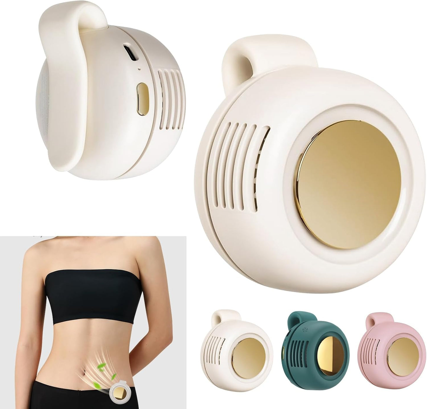 Portable Silent Mini Bladeless Electric Fan,Small fan Clip on for Shirt & Waist,2026 New Mini Bladeless Fan Clip On,Adjustable 3-Speed For Outdoor & Travel & Office, Travel Accessories, Gift (white)