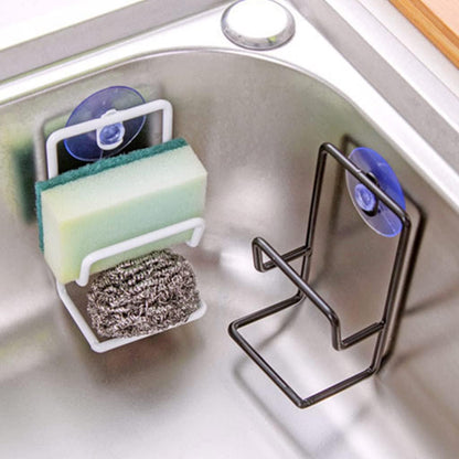 Sink Countertop Organizer Rack Wall Mounted Drain Rack Sponge Dishcloth Holder Sink Caddy Kitchen Accessories Punch-free Kitchen Sink Organizer Rack Stainless Steel Countertop for Cleaning Products