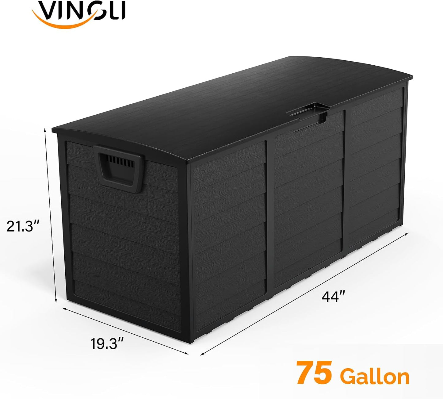 VINGLI 75 Gallon Outdoor Storage Box, Lockable Plastic Storage Containers with Lid, Patio Deck Box Furniture for Garden, Pool, Balcony, Yard (Coffee)