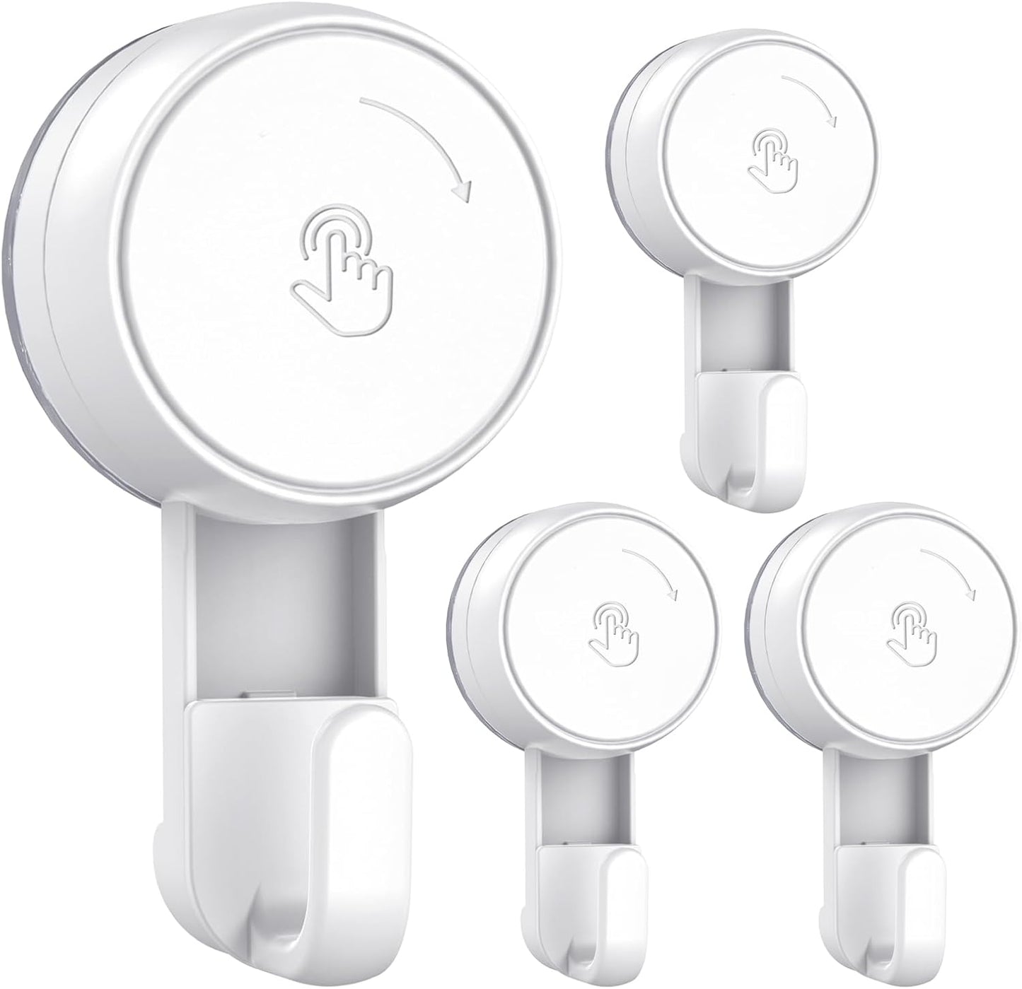 LUXEAR Heavy Duty Waterproof Shower Hooks 2 Pack - Suction Hook, No Drill Damage-Free Removable Reusable Wall Hooks for Bathroom Kitchen Towel Bathrobe Loofah Shower Hooks (Max Load 11LB/5KG)
