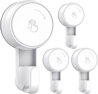 LUXEAR Heavy Duty Waterproof Shower Hooks 2 Pack - Suction Hook, No Drill Damage-Free Removable Reusable Wall Hooks for Bathroom Kitchen Towel Bathrobe Loofah Shower Hooks (Max Load 11LB/5KG)
