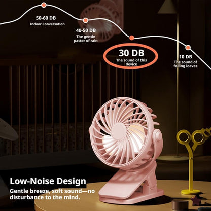Portable Mini Clip On Fan – 4-in-1 USB Desk Fan with Night Light, Wall-Mounted Stand, Strong Clamp, 3 Speeds, Quiet Circulating Rechargeable Personal Fans for Dorm Bedroom Office Stroller (Pink)