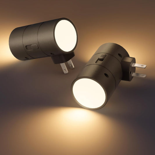 VOLISUN Night Lights Plug into Wall, Dimmable LED Nightlight with Dusk to Dawn Light Sensor, 0-100LM Adjustable Brightness, 3 Color Temperatures, Compact Size Black 4 Pack for Hallway,Bedroom,Bathroom
