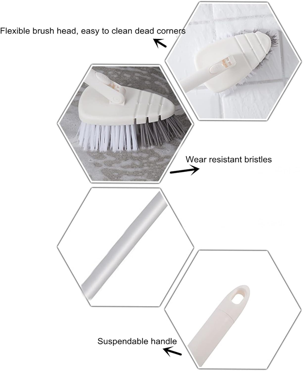 45.28 Inch Shower Scrubber, Tub Tile Cleaning Brush, Bath Cleaner Scrubber Brush with Adjustable Long Handle Scrub Brush for Bathroom Shower Bathtub Wall Mop Cleaning Scrubbing