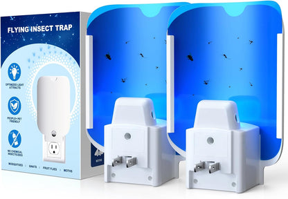 ANTI-BRUMM Flying Insect Trap, Fruit Fly Trap Plug in Bug Catcher, Bug Light Trap Indoor Fly Trap for Home Mosquito Indoor Killer, Light Attract & Safer Sticky Trap (1 Device + 5 Refills), white