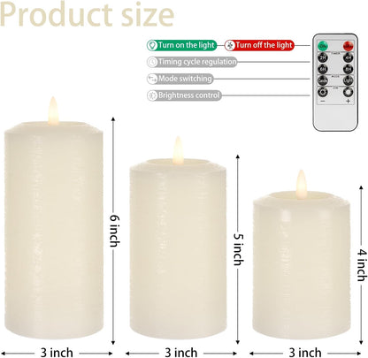ANGELLOONG Flickering Flameless Candles, Realistic Battery Operated Candles with Remote and Timer, Set of 3 LED Candles for Room Fall Home Wedding Decor Centerpieces Table Party Valentines Decorations