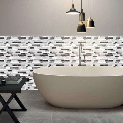STICKGOO Thicker Design Peel and Stick, Self Adhesive Stick On Tile Backsplash for Kitchen and Bathroom, Beige & White, 12”×12”, 10 Sheets
