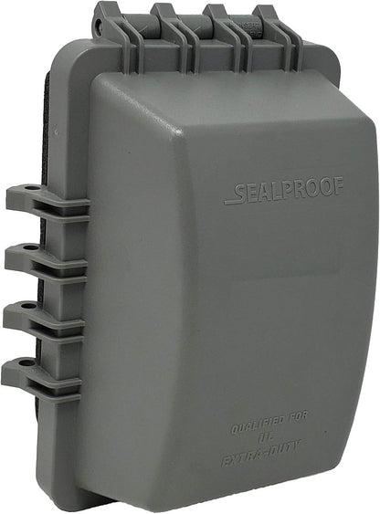 Sealproof 1-Gang Weatherproof In Use Outlet Cover | Horizontal/Vertical Outdoor Plug and Receptacle Protector, Lockable Bubble Cover, UL Extra Duty Compliant, 18 Configurations, Gray