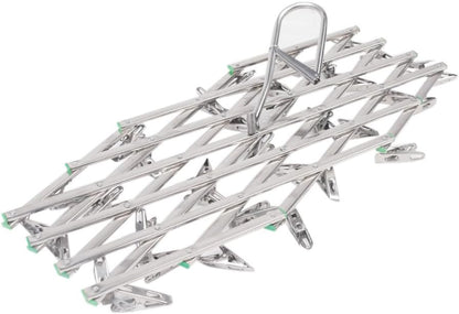 Stainless Steel Laundry Clothes Drying Rack Hanger, Multi Function Foldable Portable Travel Hanging Rack Hook, 35 Clips for Socks, Cloth Diapers, Towel, Underwear, Scarf, Panties, Gloves etc.