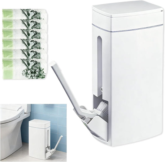 Bathroom Trash Can with Toilet,Slim Bathroom Trash Can,Toilet Brush and Holder Set,4.5 Liter / 1.2 Gallon Press Type Odor Proof rv Trash can,for Bathrooms, RVs, Small Spaces