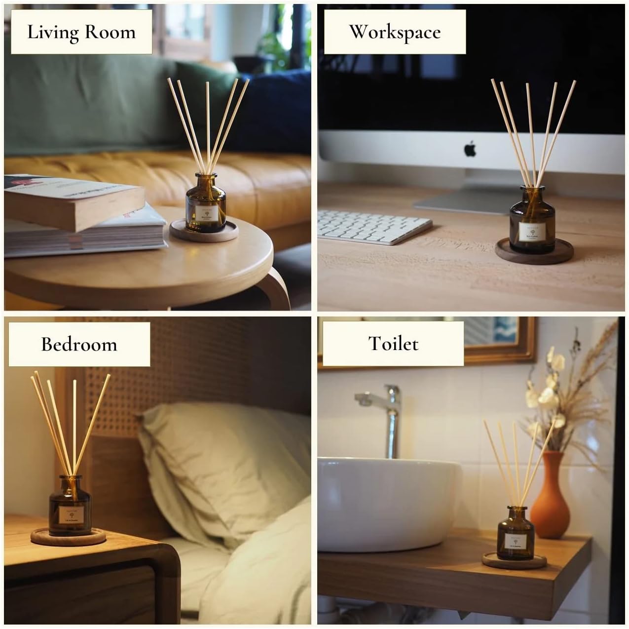 PRISTINE Swiss Château/Inspired by Hilton Reed Diffuser - Home & Bathroom | Fresh Cut Rose, Tangerine, Cedarwood Oil Reed Diffuser Set | Oil & Reed Diffuser Sticks, Home & Office Decor, Fragrance Gift