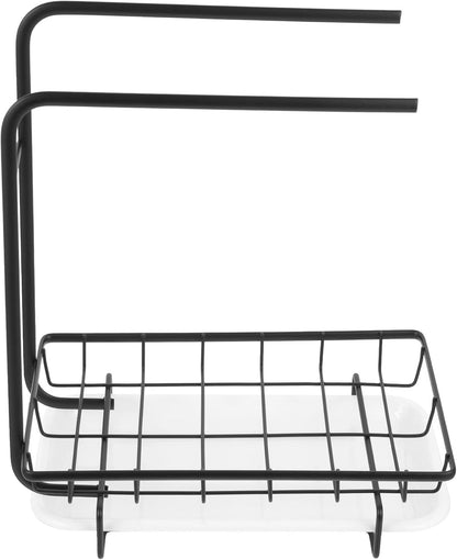 Wall-Mounted and Desktop Kitchen Sponge Draining Rack Black Dishcloth Holder Sink Shelf Home Essentials Storage Organizer for Kitchen Cleaning