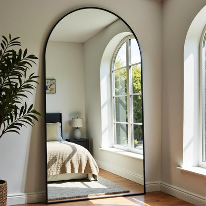 OGCAU Floor Full Length Mirror, 56"x20" Arched Full Body Mirror, Hanging or Leaning, Standing, Wall Mounted with Aluminum Frame for Bedroom Living Room, White