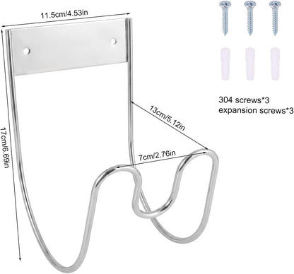 Stainless Steel Garden Hose Holder Wall Mount, Outside Metal Water Hose Reel Hanger Heavy Duty Hook Rack for Extension Cords Vacuum Lines Outdoor Garden Pipe Storage Organization