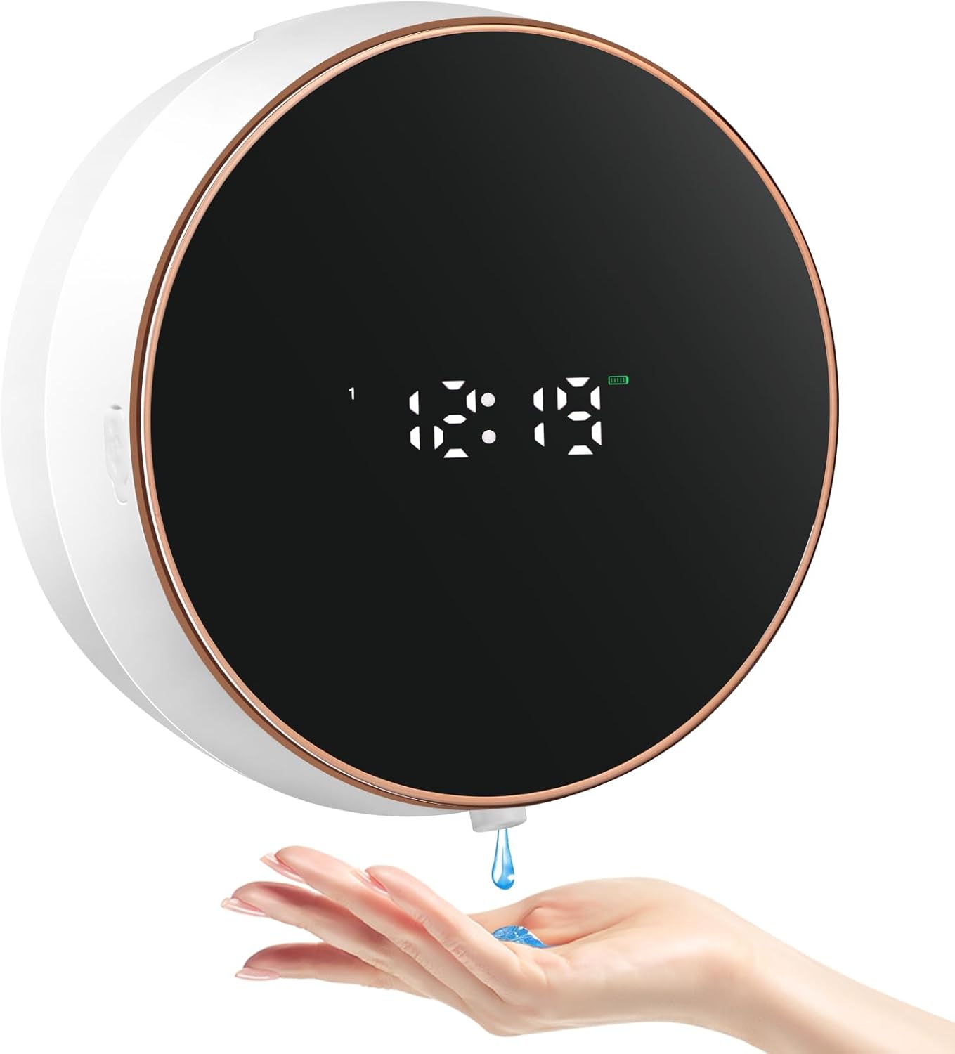 Automatic Soap Dispenser Foam Bathroom: Wall Mount Rechargeable Touchless Adjustable Auto Smart Electric Plastic Black Foaming Soap Dispenser with Clock - Kitchen - Hand Dish Lotion Couple Kids