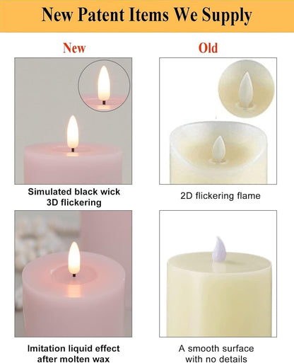 ANGELLOONG Flickering Flameless Candles, Realistic Battery Operated Candles with Remote and Timer, Set of 3 LED Candles for Room Fall Home Wedding Decor Centerpieces Table Party Valentines Decorations
