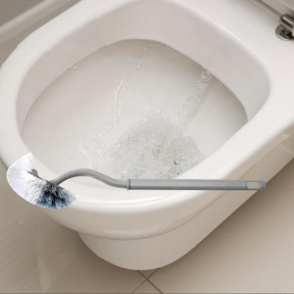 BESTonZON 5pcs Curved Handle Toilet Bowl Brushes Gray – Flexible Scrub Brushes for Bathroom Cleaning, Under Rim Scrubber for Hard-to-Reach Areas, Household Toilet Cleaning Supplies