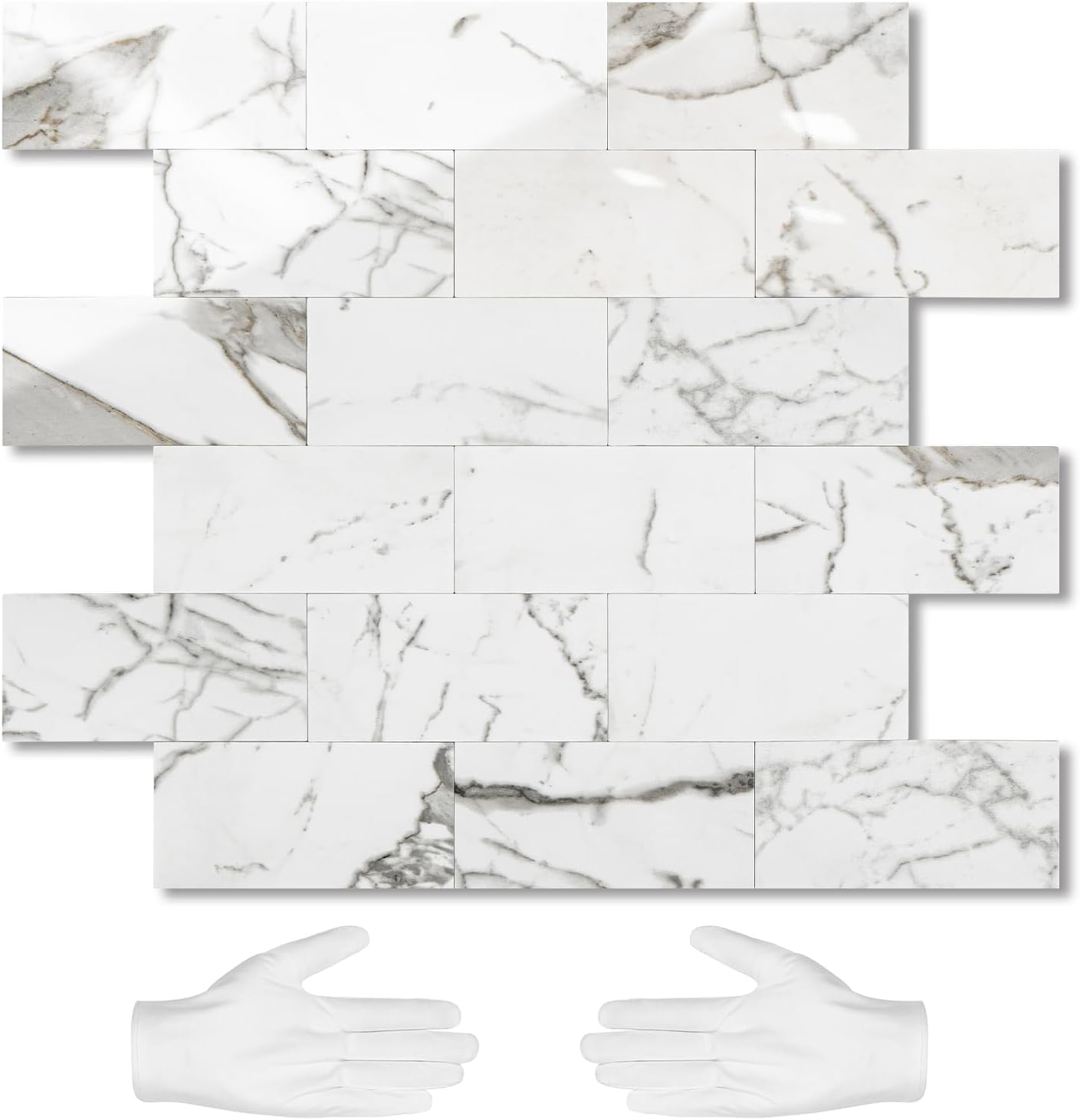 STICKGOO 10-Sheet Subway Tile Peel and Stick Backsplash, Seamless Design Polished Eurasia Beige Kitchen Backsplash Wall Tiles, Glossy Surface Waterproof Stick on Tile for Bathroom, RV, Fireplace