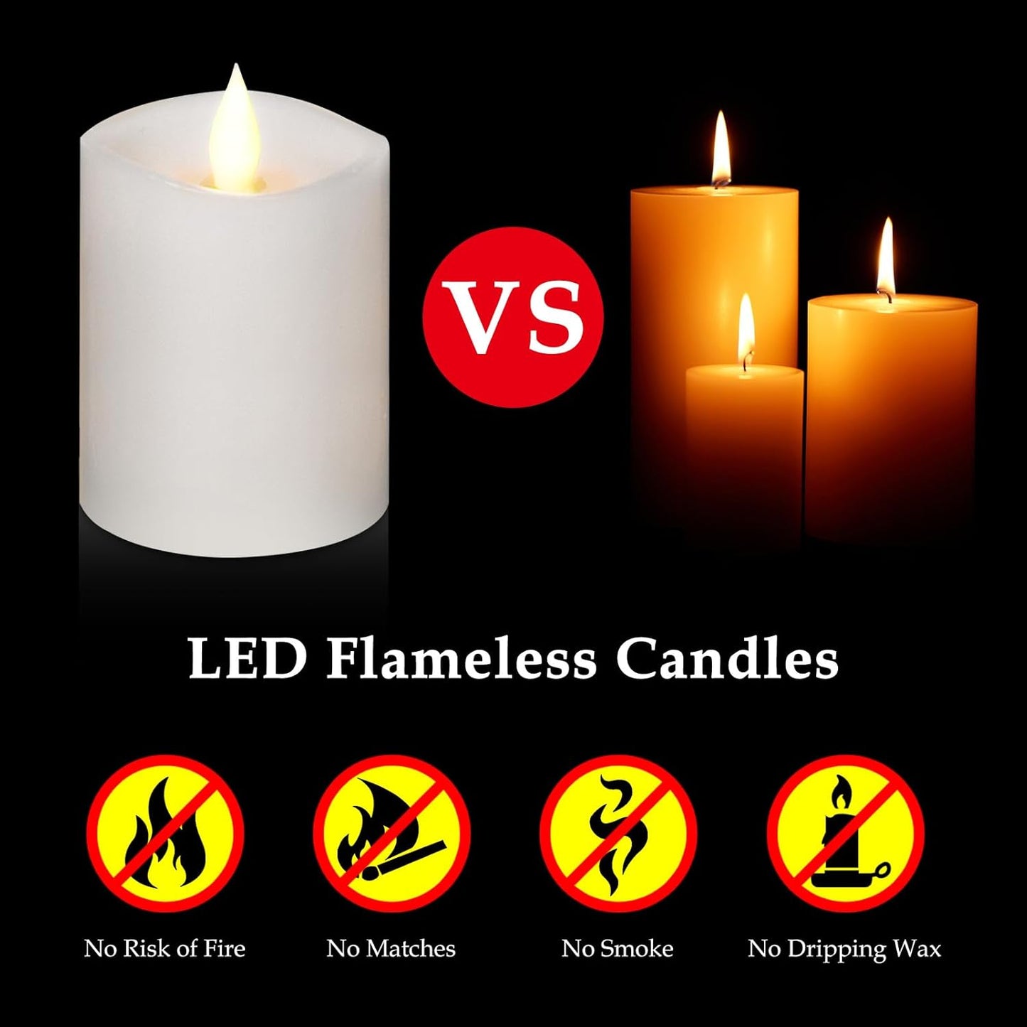 3"x4" Flickering Flameless Battery Candles with Timer, White Realistic LED Pillar Candles, Set of 2 Large Remote-Operated Candles for Home Indoor/Outdoor & Holiday Decor