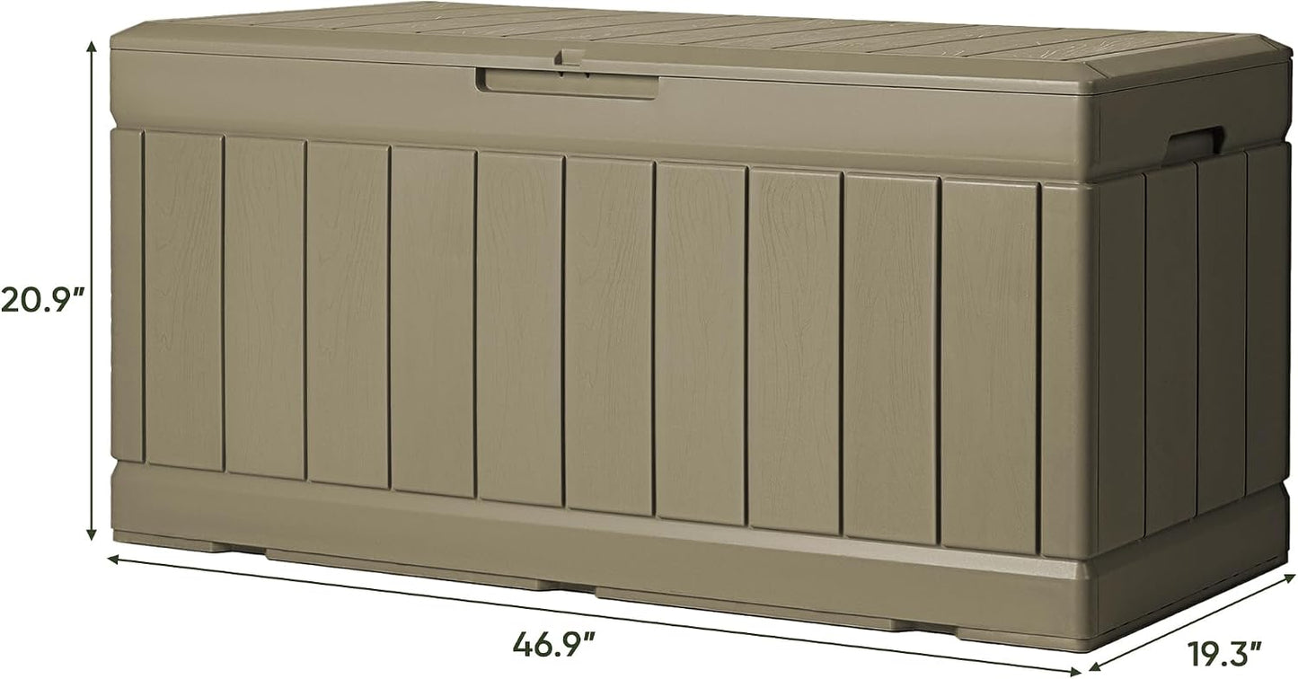 Greesum 110 Gallon Outdoor Storage Box with Lockable Lid, All-Weather for Patio Furniture, Pool Supplies & Garden Tools, Waterproof, UV-Resistant Large Deck Box, Dark Black