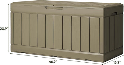 Greesum 110 Gallon Outdoor Storage Box with Lockable Lid, All-Weather for Patio Furniture, Pool Supplies & Garden Tools, Waterproof, UV-Resistant Large Deck Box, Dark Black