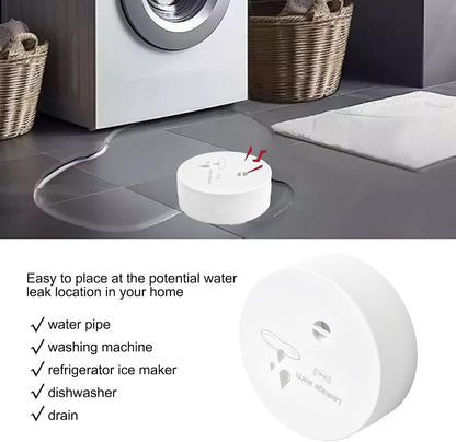 Water Leak Detector with 90dB Audio Alarm, High Sensitivity Leakage Sensor for Home Security in Basement Bathroom under Sink, White