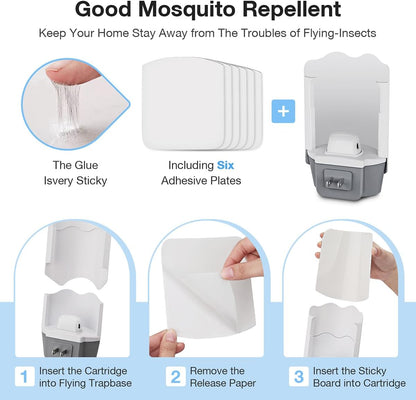 Forhimn Fly Trap Indoor, 2 Plug-in Fly Catchers with 6 Glue Card Refills, Fruit Fly & Gnat Trap for Home, Sticky Flying Insect Trap for Flies, Moths, Safe & Mess-Free