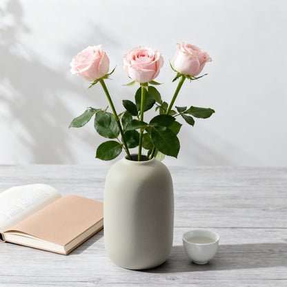 Small Ceramic Vase, Valentine's Day Vase, Modern Farmhouse Rustic Neutral Flower Vases for Dried Fresh Flowers, Home Decor Vases for Living Room, Entryway Table Decor, Kitchen, Shelf Decor (Set of 3)
