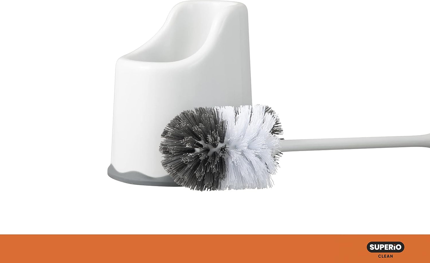 Superio Toilet Bowl Brush and Holder with Under Rim Cleaner for Bathroom, Toilet Brush and Caddy with Non Scratch Bristles and Under Rim Lip Brush