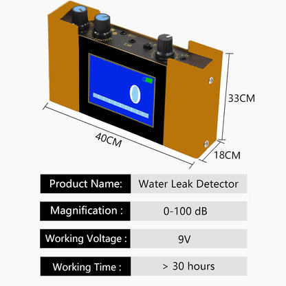 Underground Water Leak Detector, Water Pipe Leakage Monitor, Under Sink Sensor with Headset and Adjustable 4 Gears for Reducing Floor Heating Water Leakage Waste