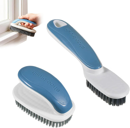 2pcs Soft Bristle Scrub Cleaning Brushes Laundry Scrub Brush | Shoe Cleaning Brushes Stain Remover Shoe Laundry Stain Brush with Long Handle for Carpet Clothes Bathroom Countertop Bathtub