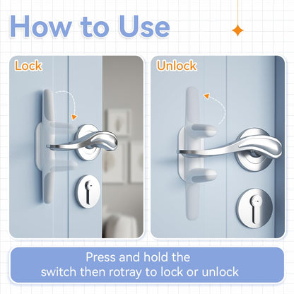 SAFELON 2 PCS Baby Safety Door Lever Locks， Door Handle Locks for Childproof & Petproof, Invisible Switch to Prevent Children from Opening The Door, No Screws or Drill