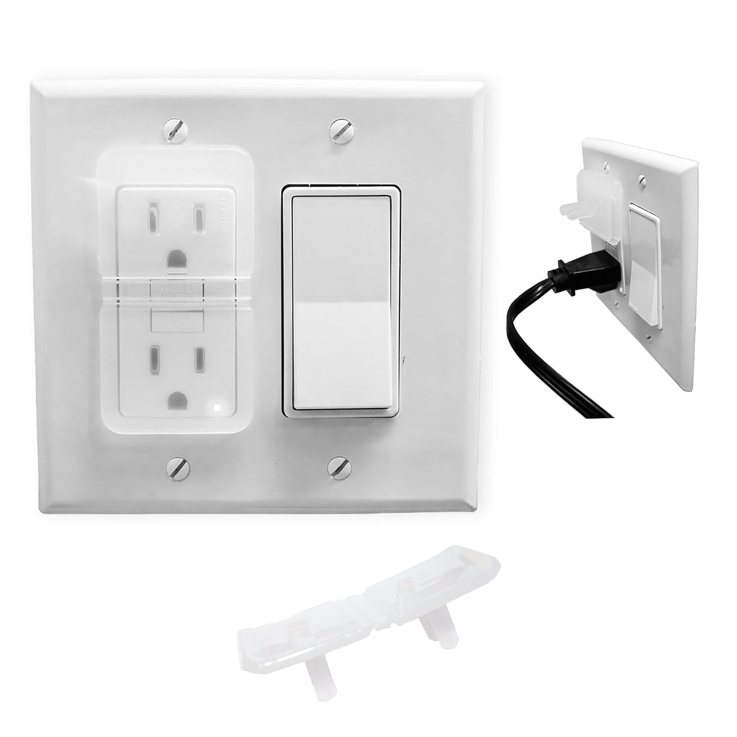 White Double Outlet Covers Baby Proofing (10 Pack, 20 Sockets) | Baby Proof Plug Covers for Electrical Outlets | Safe & Secure Baby Safety Products | Childproof Socket Covers Protect Toddlers & Babies