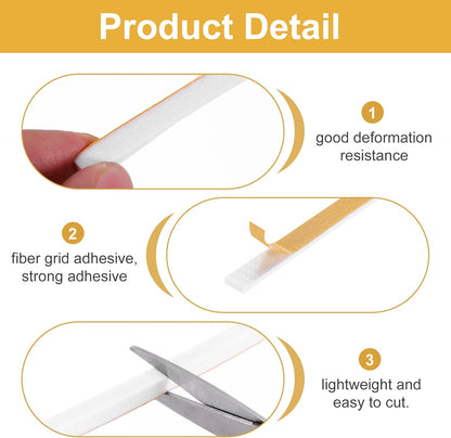 MECCANIXITY Weather Door Seal Strip Tape, Door Insulation Stripping Single Side Strong Self Adhesive Foam Tape Gap Filler for Door, Window, 1/4 Inch x 1/16 Inch x 32 Feet White 2 Pack