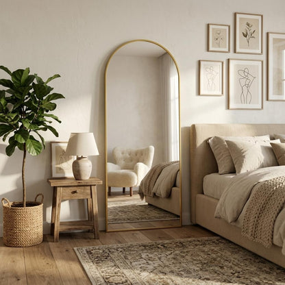 59"x16" Floor Mirror Full Length, Arched Full Length Mirror with Stand, Full Body Mirrors for Bedroom Living Room or Cloakroom Gold