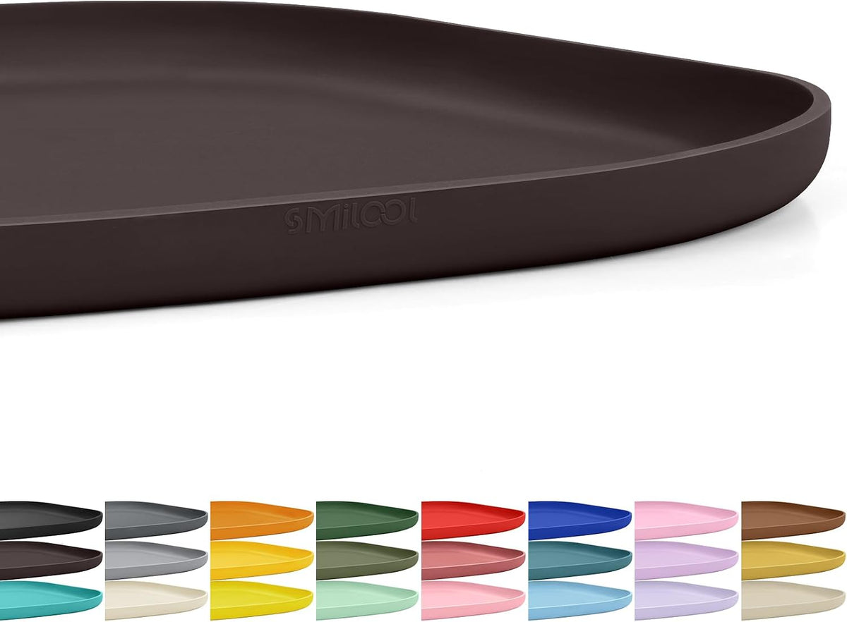 SMILOOL Silicone Pet Food Mat with Raised Edge for Food and Water Bowl, Dog Feeding Mats, Cat Food Trays for Floor Waterproof, Rubber Tray for Dogs and Cats, 19 x 12 x 0.7 Black