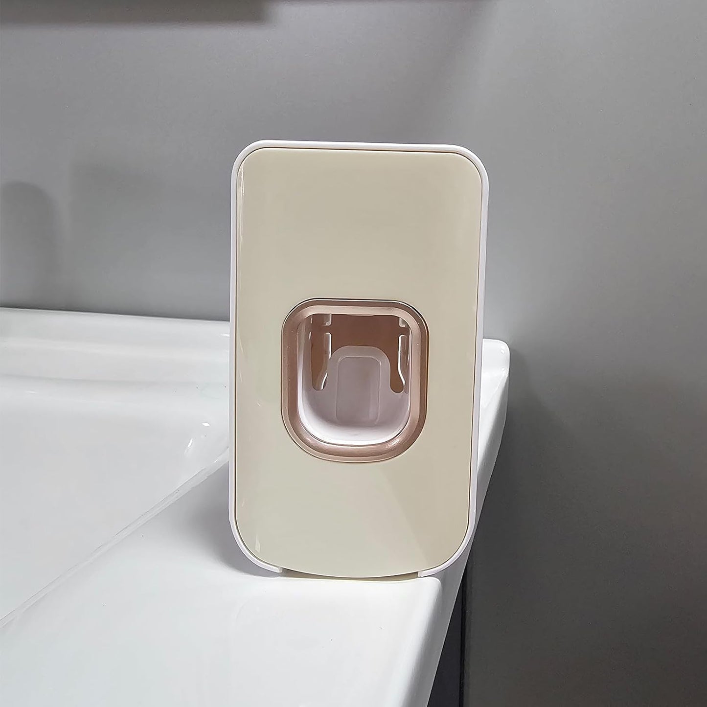 2 Slot Toothbrush Holder and Toothpaste Dispenser Wall Mounted, Automatic Toothpaste Squeezer, 2 in 1 Tooth Brush Toothpaste Organizer for Shower (Grey)