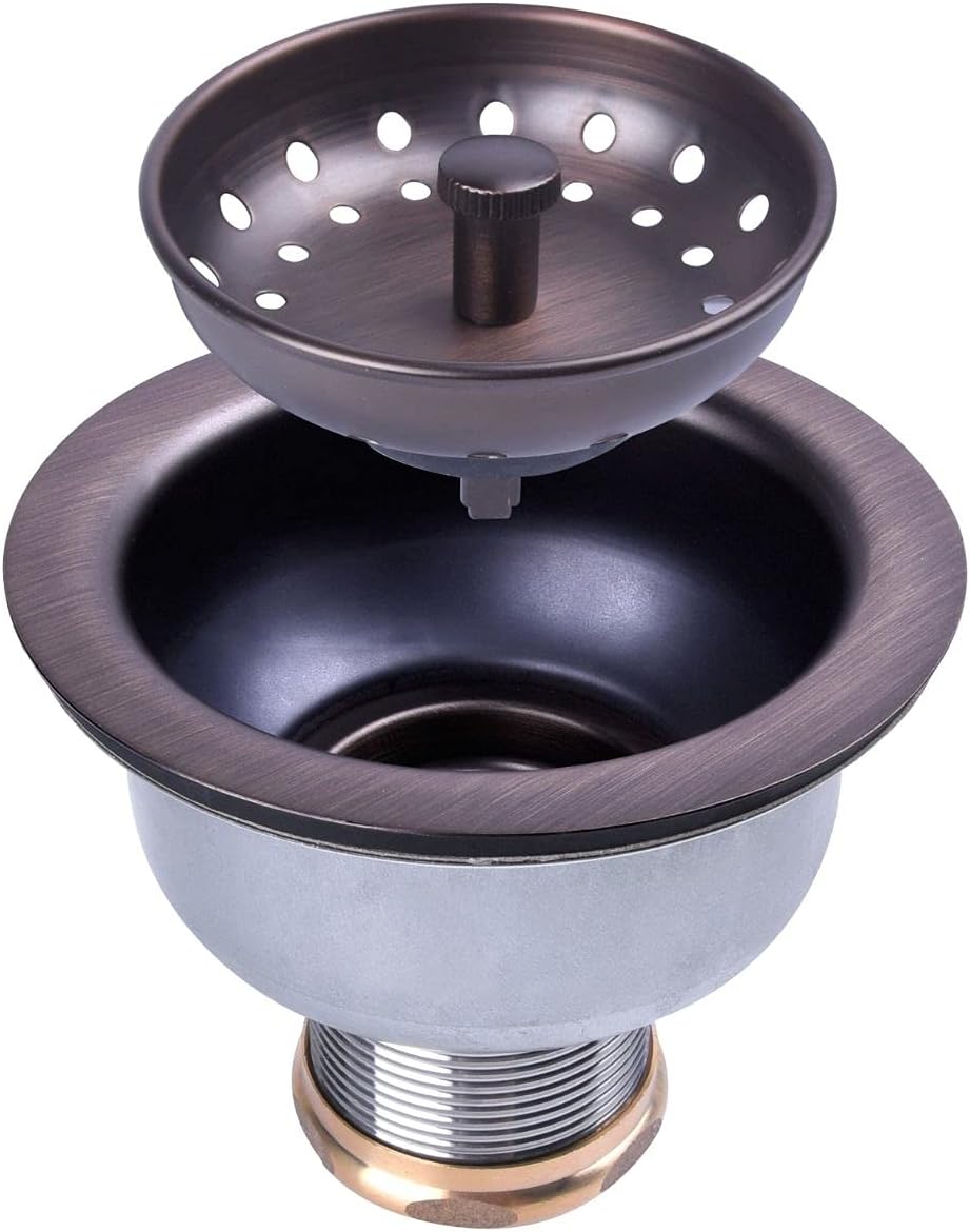 3-1/2 Deep Cup Kitchen Sink Drain Assembly, 304 Stainless Steel Construction With Fixed Post Basket and Long Extended Shank/CAS Approved and White Finish