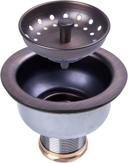 3-1/2 Deep Cup Kitchen Sink Drain Assembly, 304 Stainless Steel Construction With Fixed Post Basket and Long Extended Shank/CAS Approved and White Finish