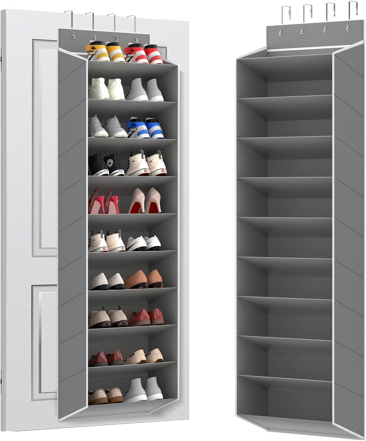 REGELETO 28 Large Pocket Over the Door Shoe Organzier, Hanging Shoe Rack for Door Large Capacity Shoe Organizer Holder with 4 Metal Hooks.