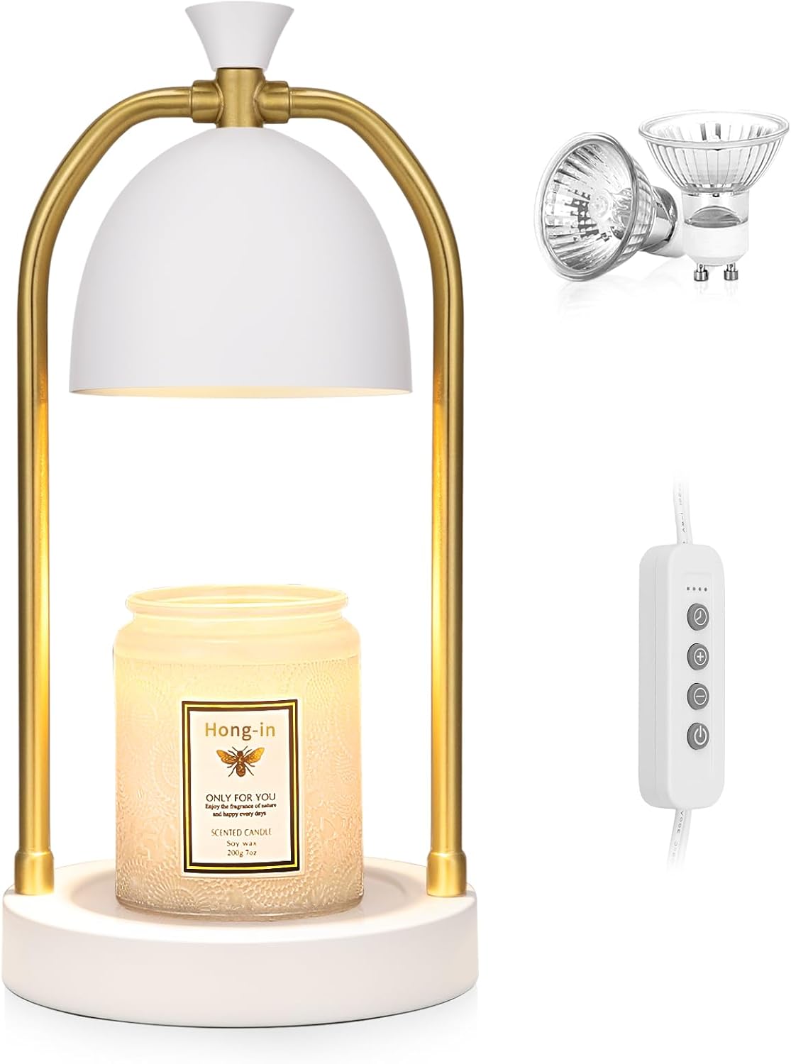 Hong-in Candle Warmer Lamp - with Timer & Dimmer, Modern Home Decor House Warming Gifts Wax Melt Warmer for Jar Candles, Cozy Birthday Gift for Women Mom (Black)